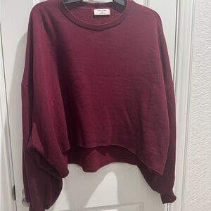 Zenana Outfitters Maroon Cropped Sweatshirt